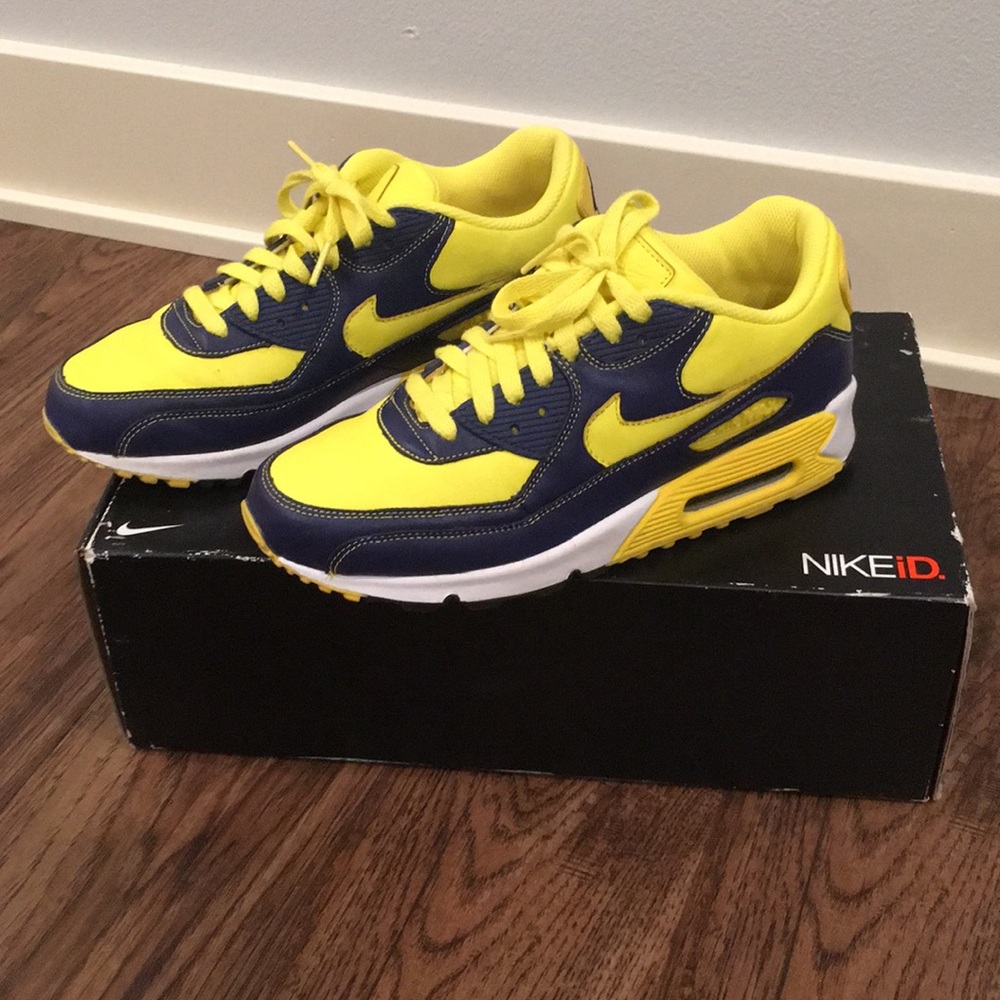 Blue and Yellow Nike Air ID. Size 9